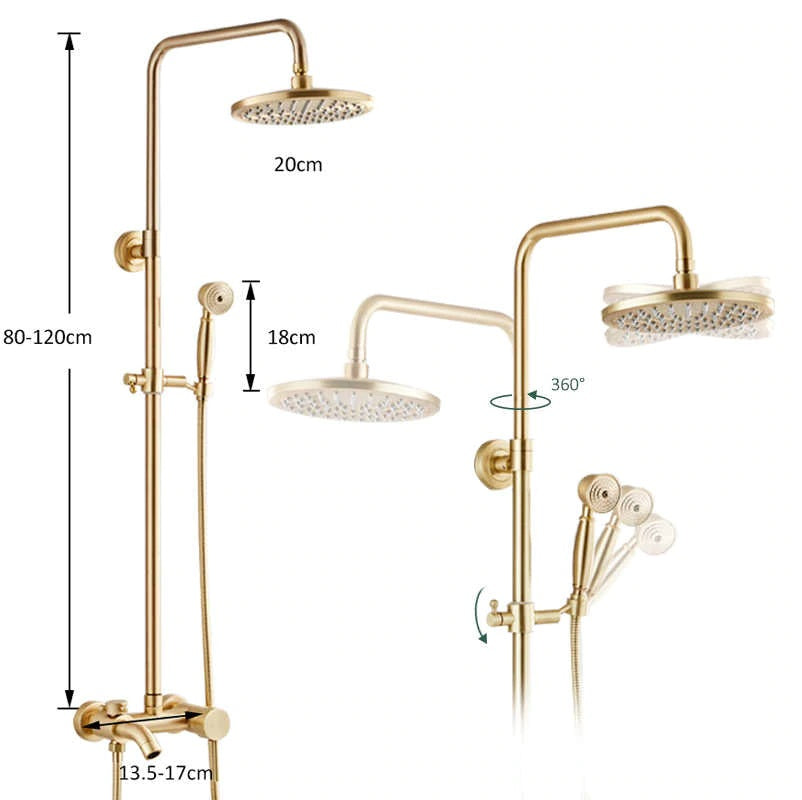 Brushed Gold Rainfall Shower Head
