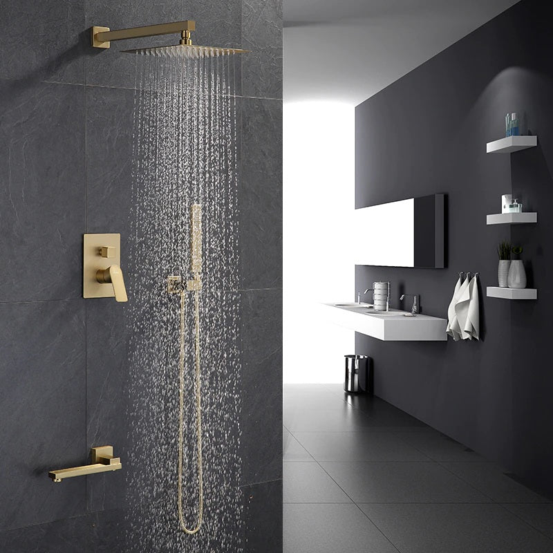 Gold square shower set