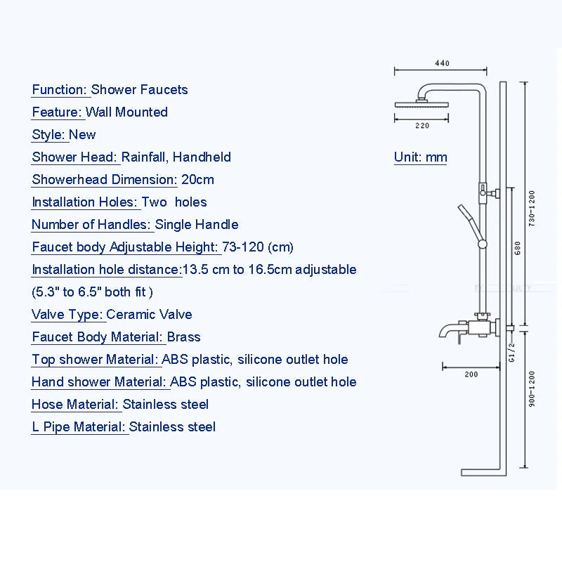 Juno Classy Rose Gold 8" Rainfall Shower Set With 3 Function Mixer Valve