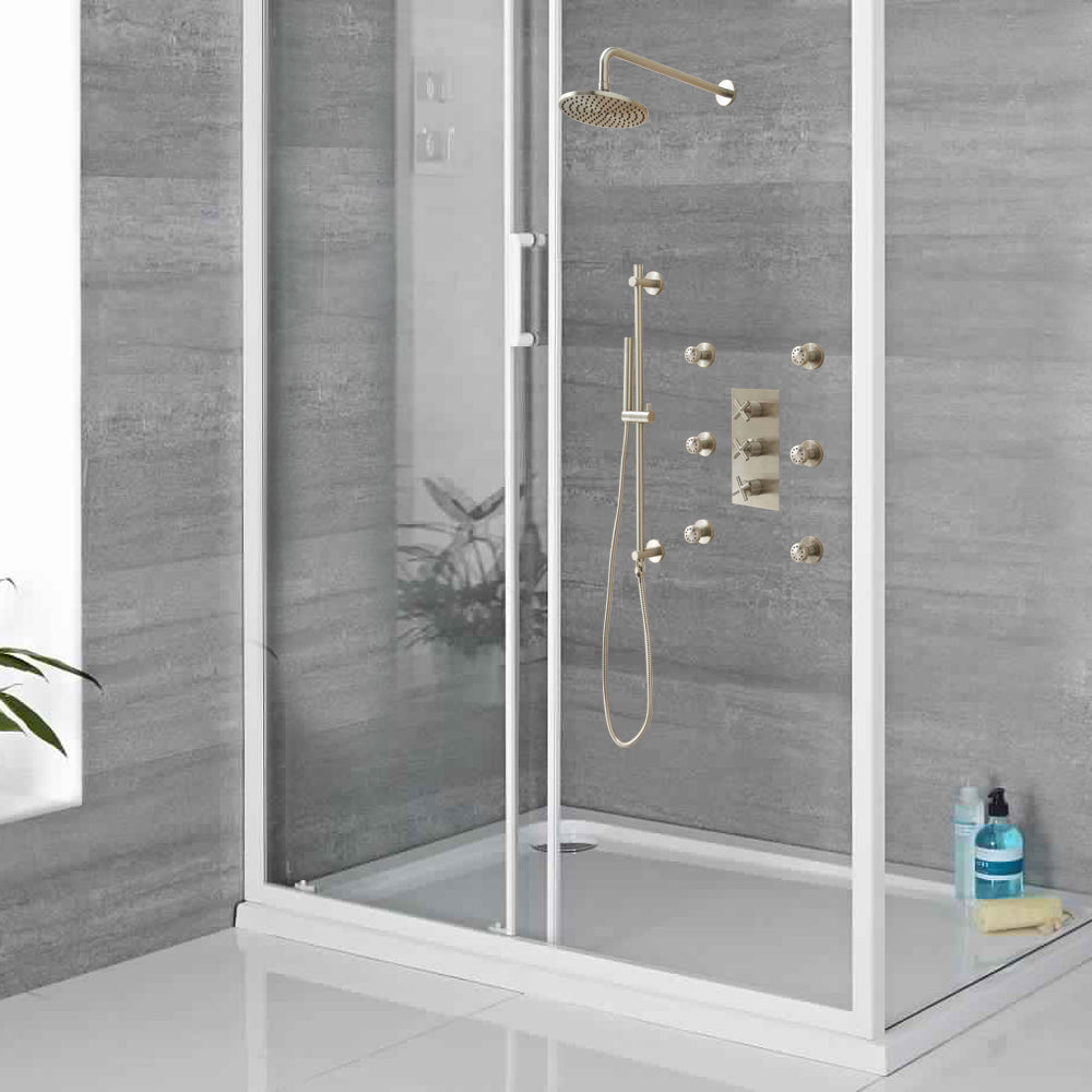 Juno Thermostatic Oil Rubbed Bronze Shower Systems with Round Shower Head