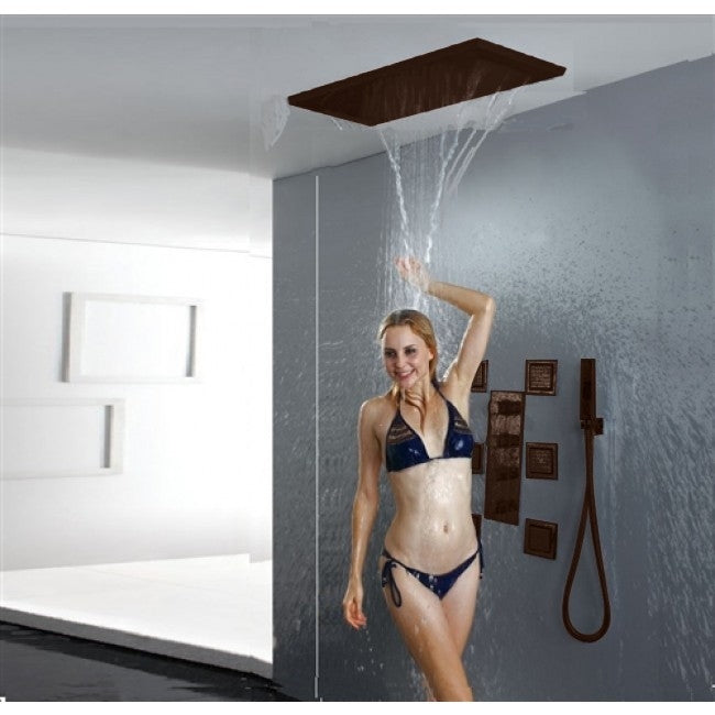 Dark Oil Rubbed Bronze Rain Shower Head with Handheld Shower