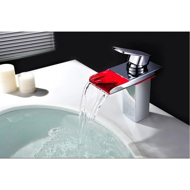 Fort Chrome Finish Brass Body LED Bathroom Sink Faucet 