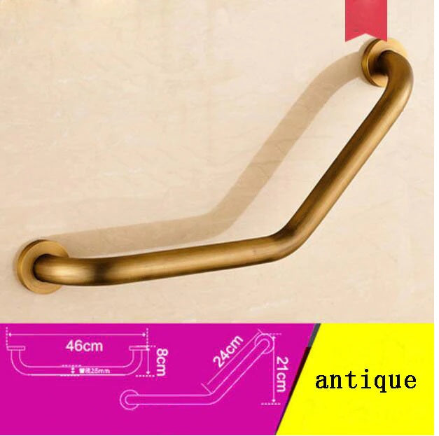 Juno Luxury Safety Bar Armrest Polished Brass Bathroom Handrail Without Soap Dish