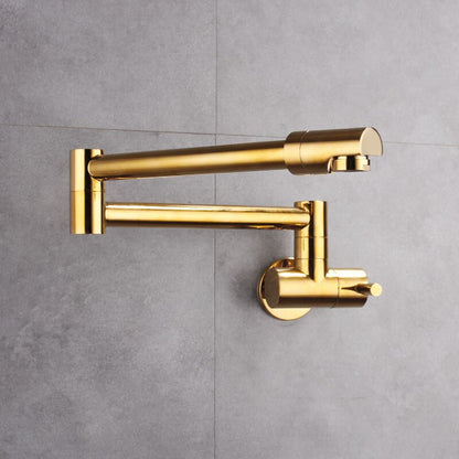 Juno Wall Mount Foldable Brass Kitchen Faucet With Coiled Rotating Biget Kitchen Sink Faucet