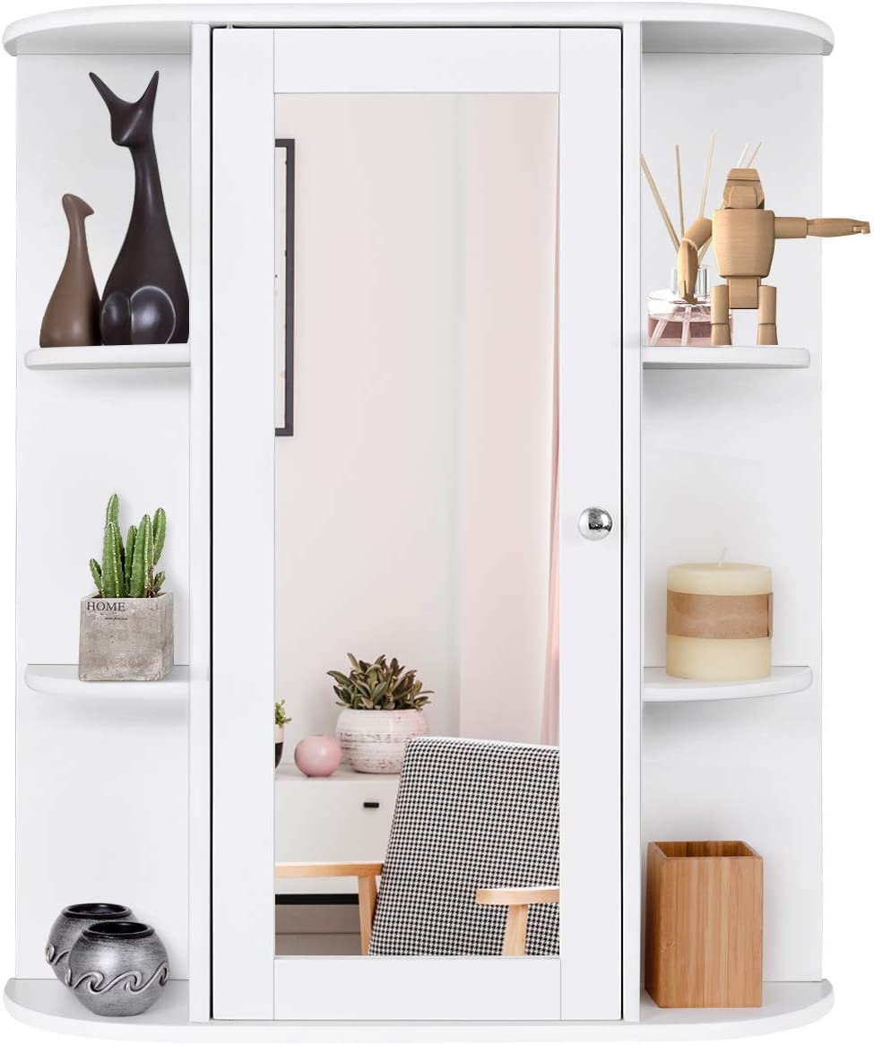 2 Tier Single Door Wall Mount Bathroom Medicine Cabinet With Mirror