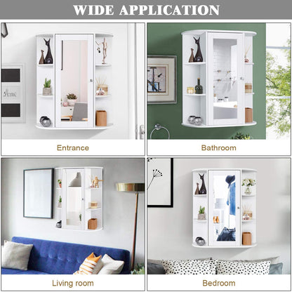 2 Tier Single Door Wall Mount Bathroom Medicine Cabinet With Mirror