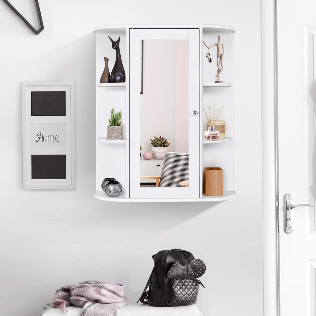 2 Tier Single Door Wall Mount Bathroom Medicine Cabinet With Mirror