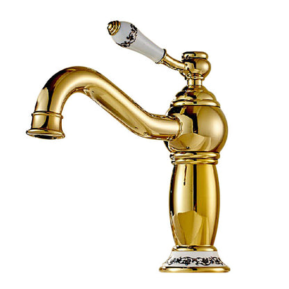 Single Handle Deck Mount Vessel Sink Faucet in Gold Plated Faucet