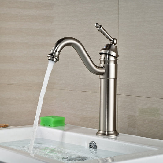 Single Handle Brushed Nickel Bathroom Sink Faucet