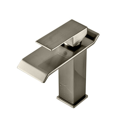 Single Handle Brushed Nickle Finish Brass Body Deck Mount Waterfall Bathroom Sink Faucet