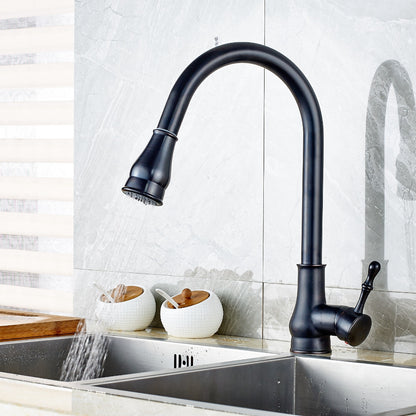 Juno Black Single Handle Deck Mount Kitchen Faucet