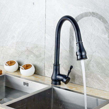 Juno Black Single Handle Deck Mount Kitchen Fucets Swivel Spout Pull Out Kitchen Sink Mixer Tap