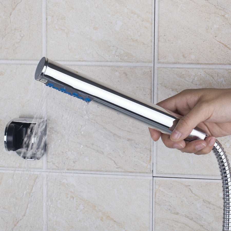 Single Handle Glass Widespread Waterfall faucet with Handheld Shower