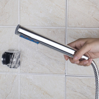 Single Handle Glass Widespread Waterfall faucet with Handheld Shower