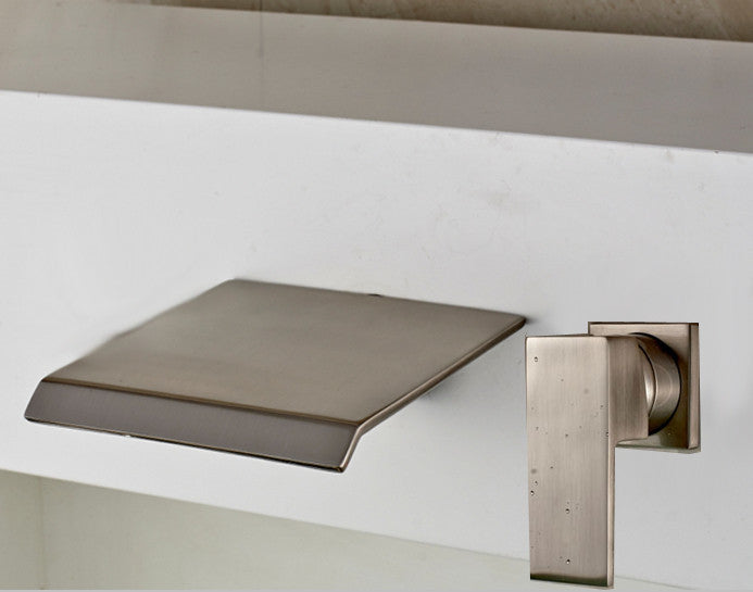 Wall Mount Brushed Nickel Finish Bathroom Vessel Sink Faucet