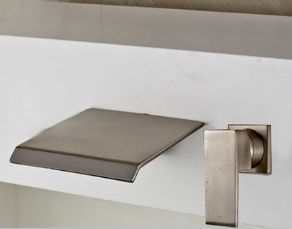 Wall Mount Brushed Nickel Finish Bathroom Vessel Sink Faucet