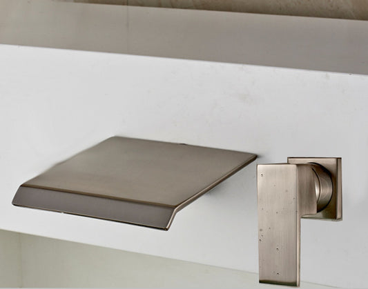 Wall Mount Brushed Nickel Finish Bathroom Vessel Sink Faucet