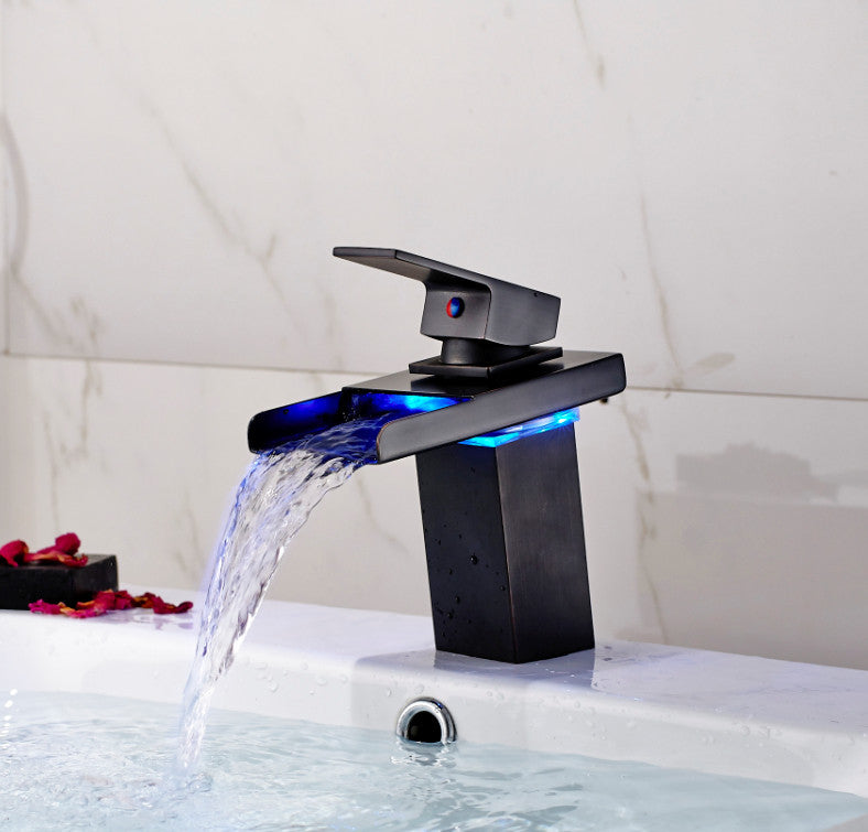 LED oil rubbed bronze bathroom faucet