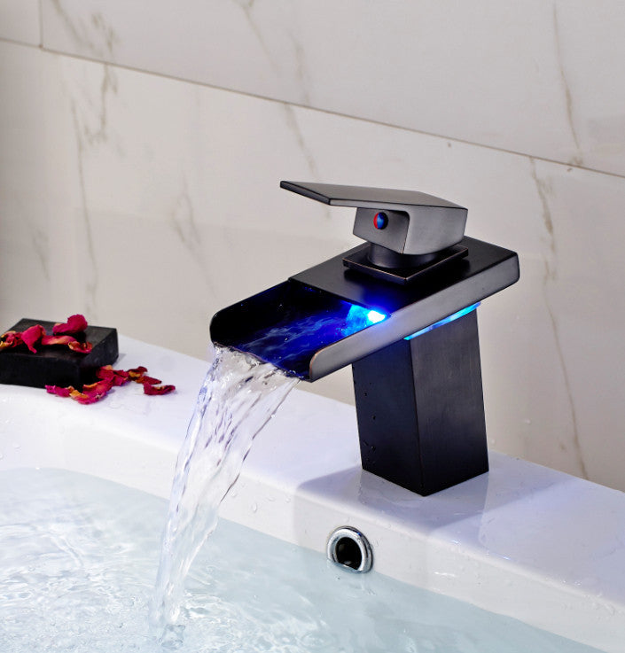Oil rubbed bronze led bathroom faucet