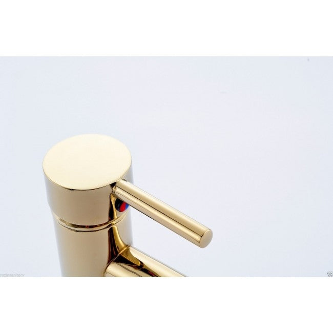Riviera Deck Mount Gold Bathroom Sink Faucet Single Handle Mixer Tap