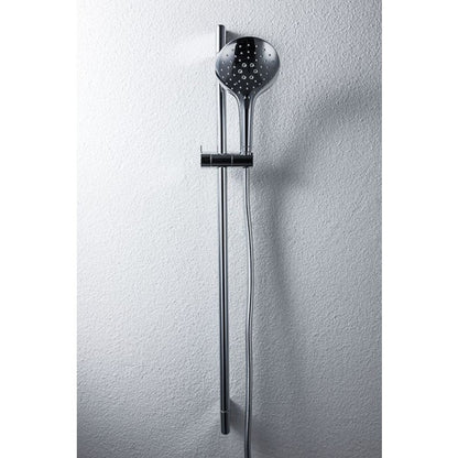 Sliding Bar In Chrome Finish Circle For Bathroom With Shower Head And Flexible Hose