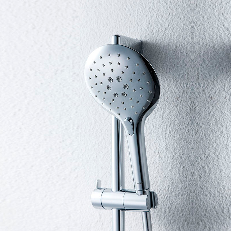 Sliding Bar In Chrome Finish Circle For Bathroom With Shower Head And Flexible Hose