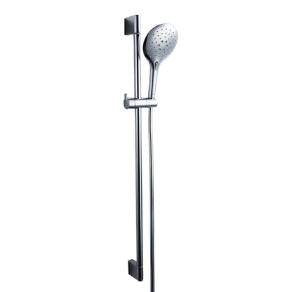 Sliding Bar In Chrome Finish Circle For Bathroom With Shower Head And Flexible Hose