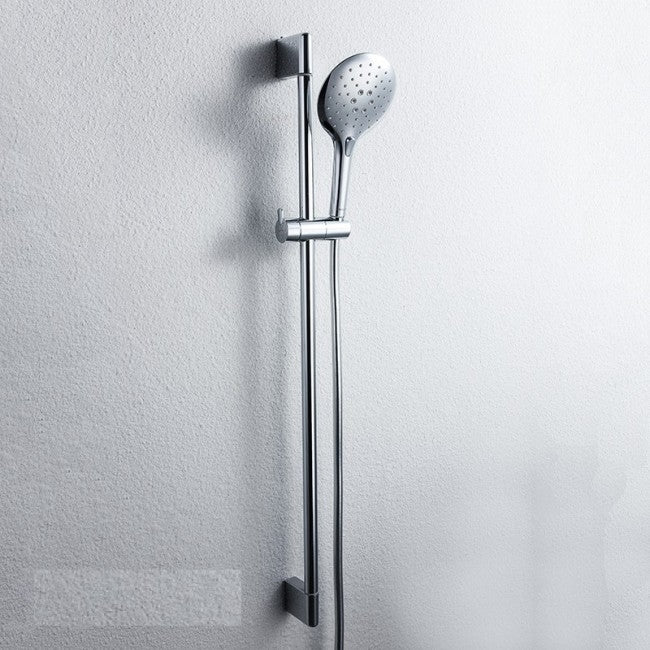 Sliding Bar In Chrome Finish Circle For Bathroom With Shower Head And Flexible Hose