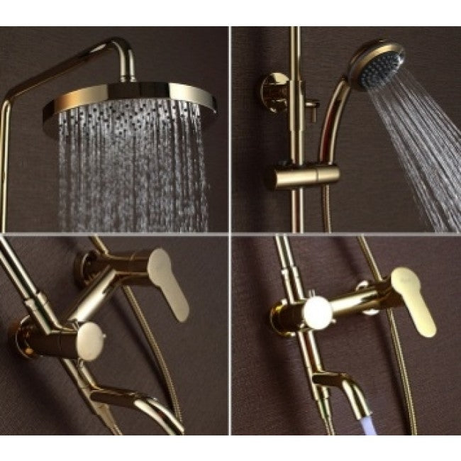 Juno Smart Round Look Gold Wall Install Bathroom Shower Head with Hand Held Shower
