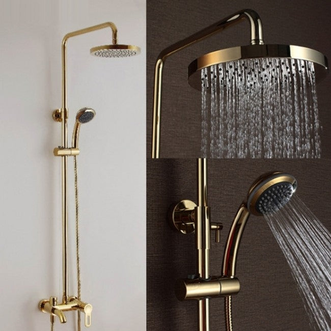 Juno Smart Round Look Gold Wall Install Bathroom Shower Head with Hand Held Shower