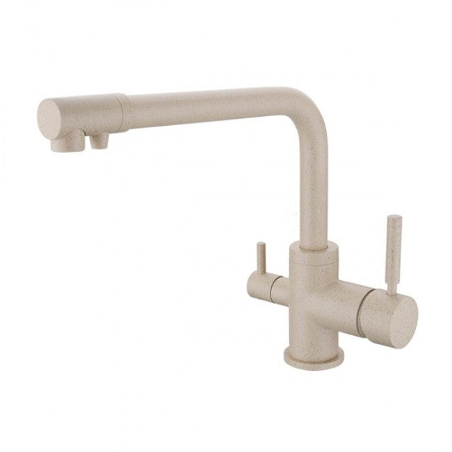 Solid Brass Double Handle 3 Way Drinking Water Kitchen Faucets Swivel Spout Sink  1