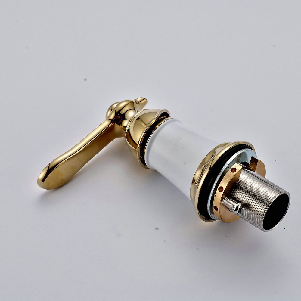 Sorrento Bathroom Sink Faucet In Polished Gold  White Paint