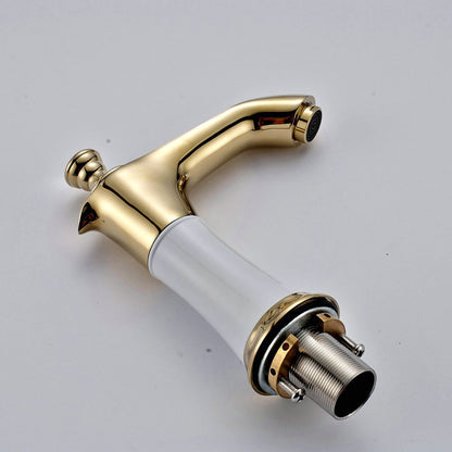 Sorrento Bathroom Sink Faucet In Polished Gold  White Paint