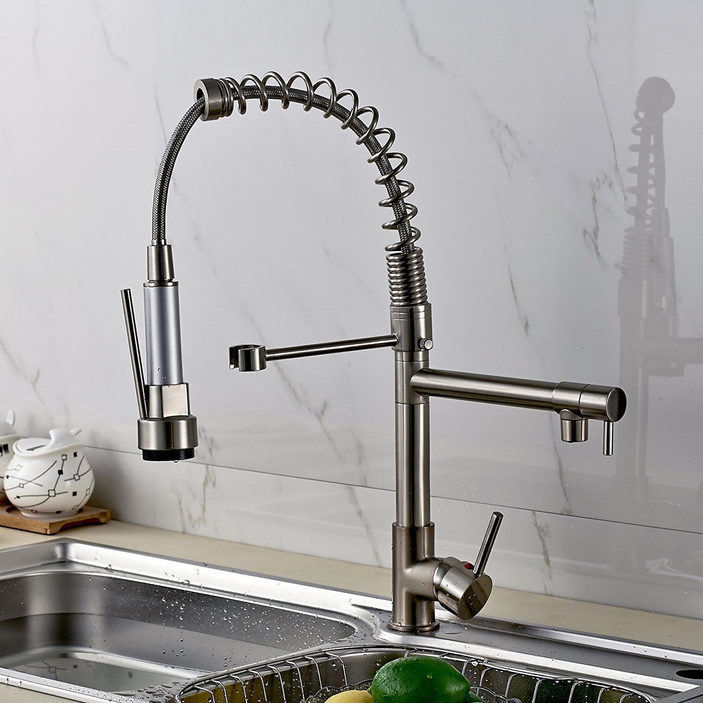 Sorrento Kitchen Sink Faucet With Pull Down Mixer Tap In Brushed Nickel