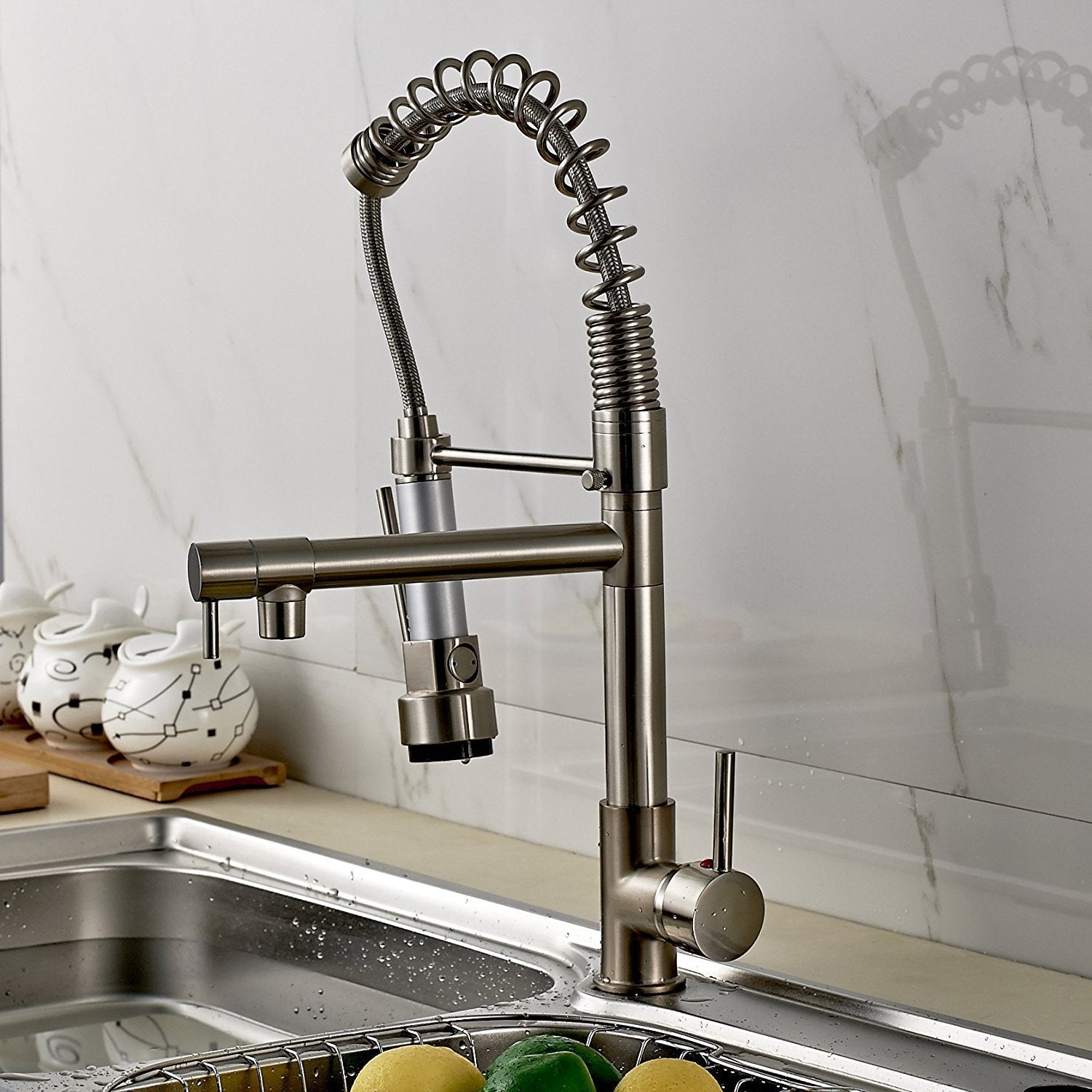 Sorrento Kitchen Sink Faucet With Pull Down Mixer Tap In Brushed Nickel