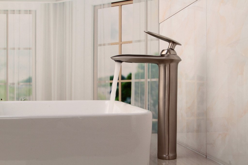 Sorrento Tall Brushed Nickel Bathroom Sink Vessel Faucet Mixer Tap