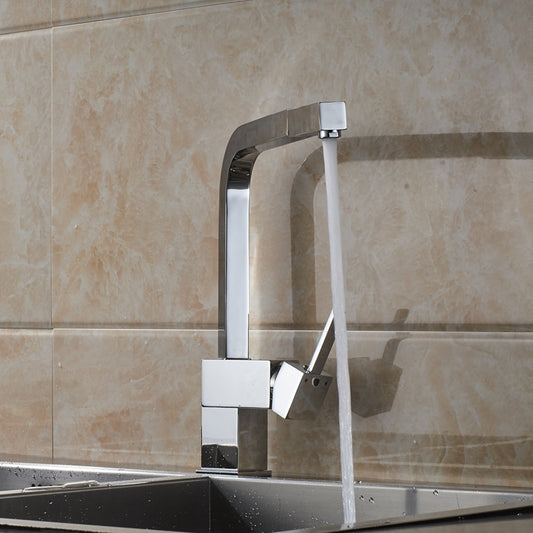 Square Base Single Handle 360-Degree Pull Out Curved Kitchen Faucet