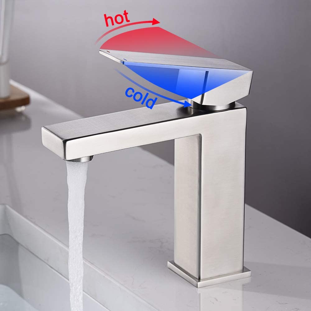 Juno Brushed Finish Single Handle Mixer Bathroom Standing Square Faucet