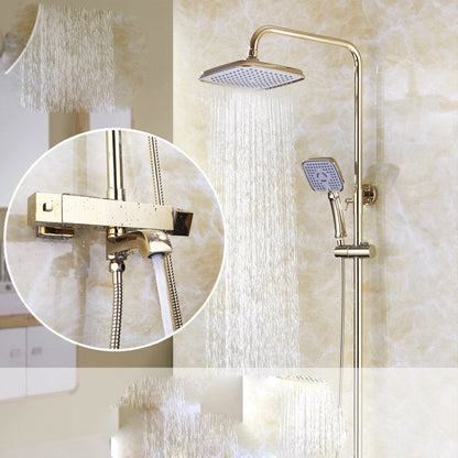 Square Curved Gold Single Handle Wall Mount Shower with Hand-Held Shower