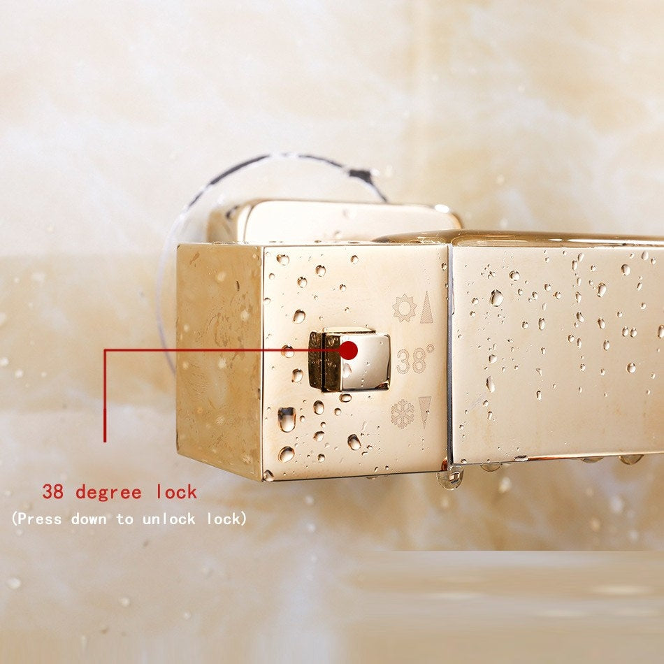 Square Curved Gold Single Handle Wall Mount Shower with Hand-Held Shower