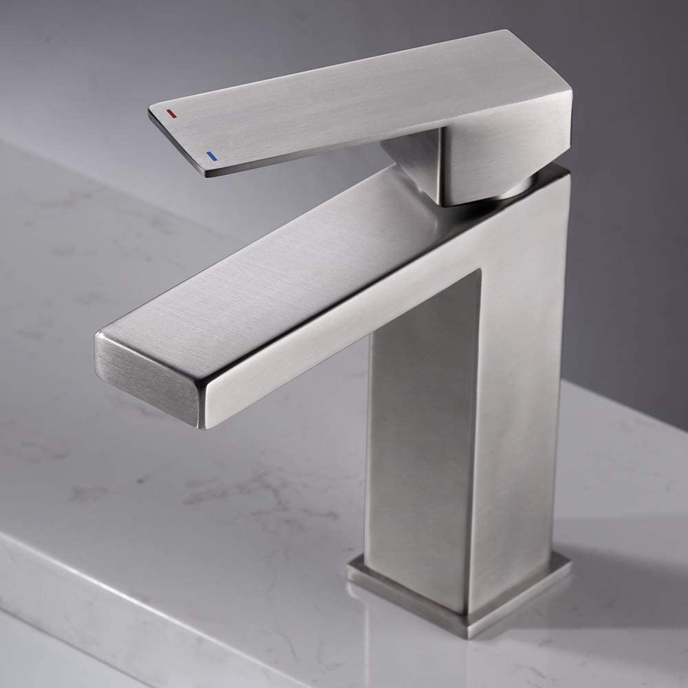 Juno Brushed Finish Single Handle Mixer Bathroom Standing Square Faucet