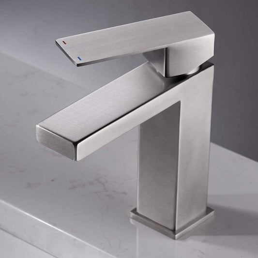 Juno Brushed Finish Single Handle Mixer Bathroom Standing Square Faucet