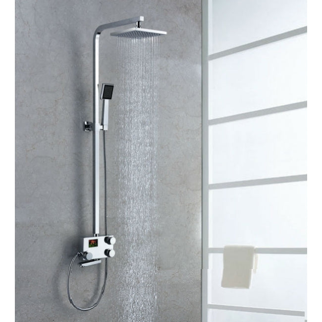 Digital Display Brass Body Rain Shower Head With Handheld Shower