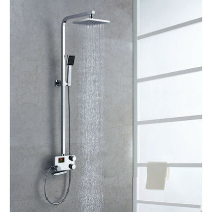 Digital Display Brass Body Rain Shower Head With Handheld Shower