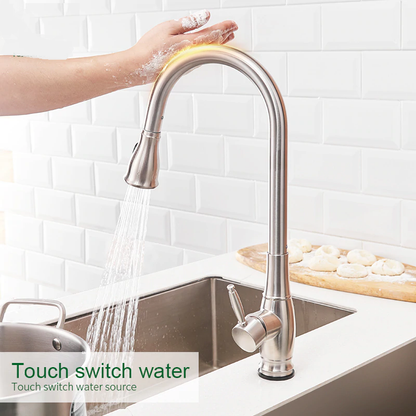 Touch Control Stainless Steel Kitchen Faucet Brushed Nickel