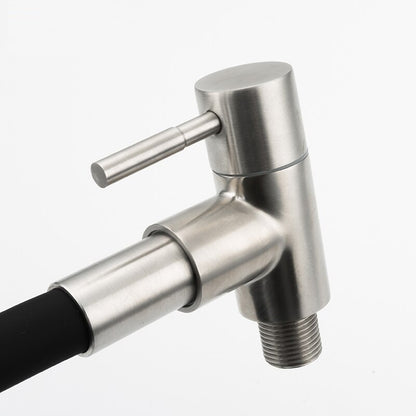 Juno Stainless Steel Chrome & Black Wall Mount Single Handle Kitchen Sink faucet