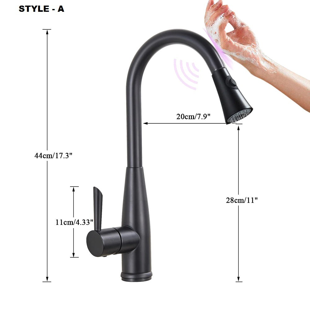 New Juno Black Pull Down Touch Kitchen Faucet