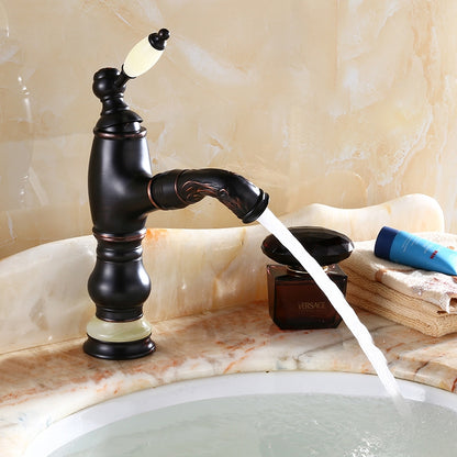 Stylish Black European Style Deck Mounted Pull-Out Bathroom Faucet