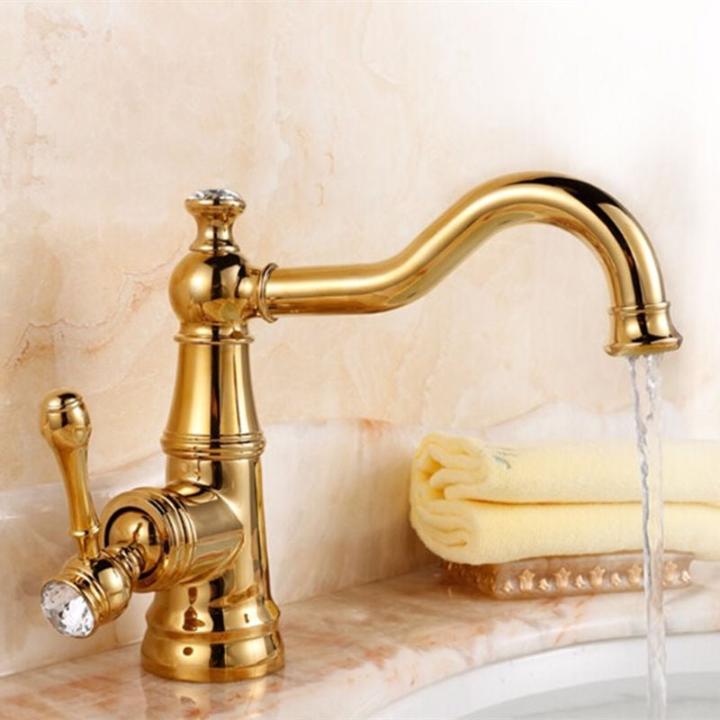 Stylish Crystal Handle Single Hole Bathroom Faucet