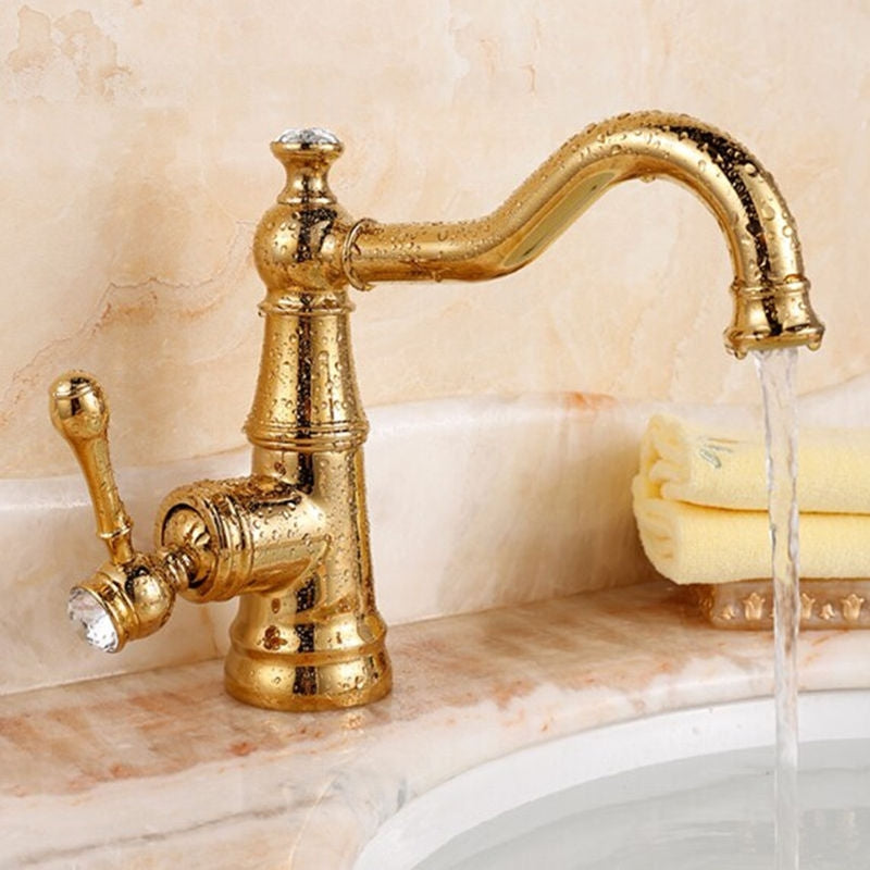 Stylish Crystal Handle Single Hole Bathroom Faucet